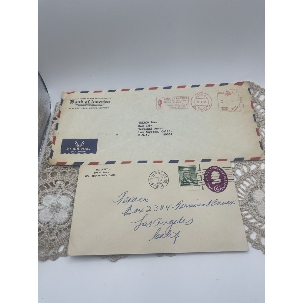 Vintage Texaco Inc Oil‎ Gas 2 Envelopes With Post Marks And Stamps